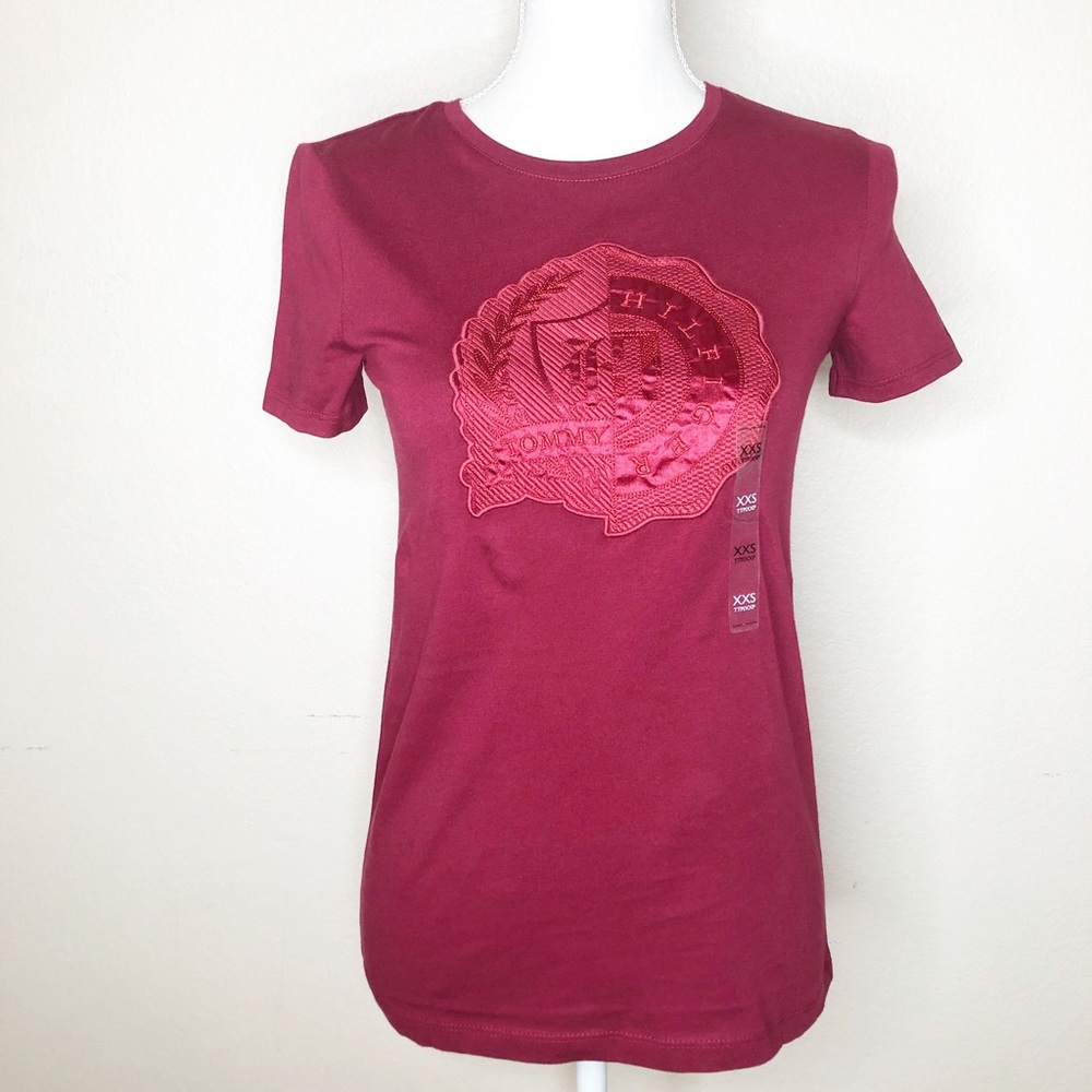 Tommy Hilfiger Burgundy Logo T Shirt